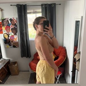 Cherokee Yellow Cotton High Waisted Beach Shorts